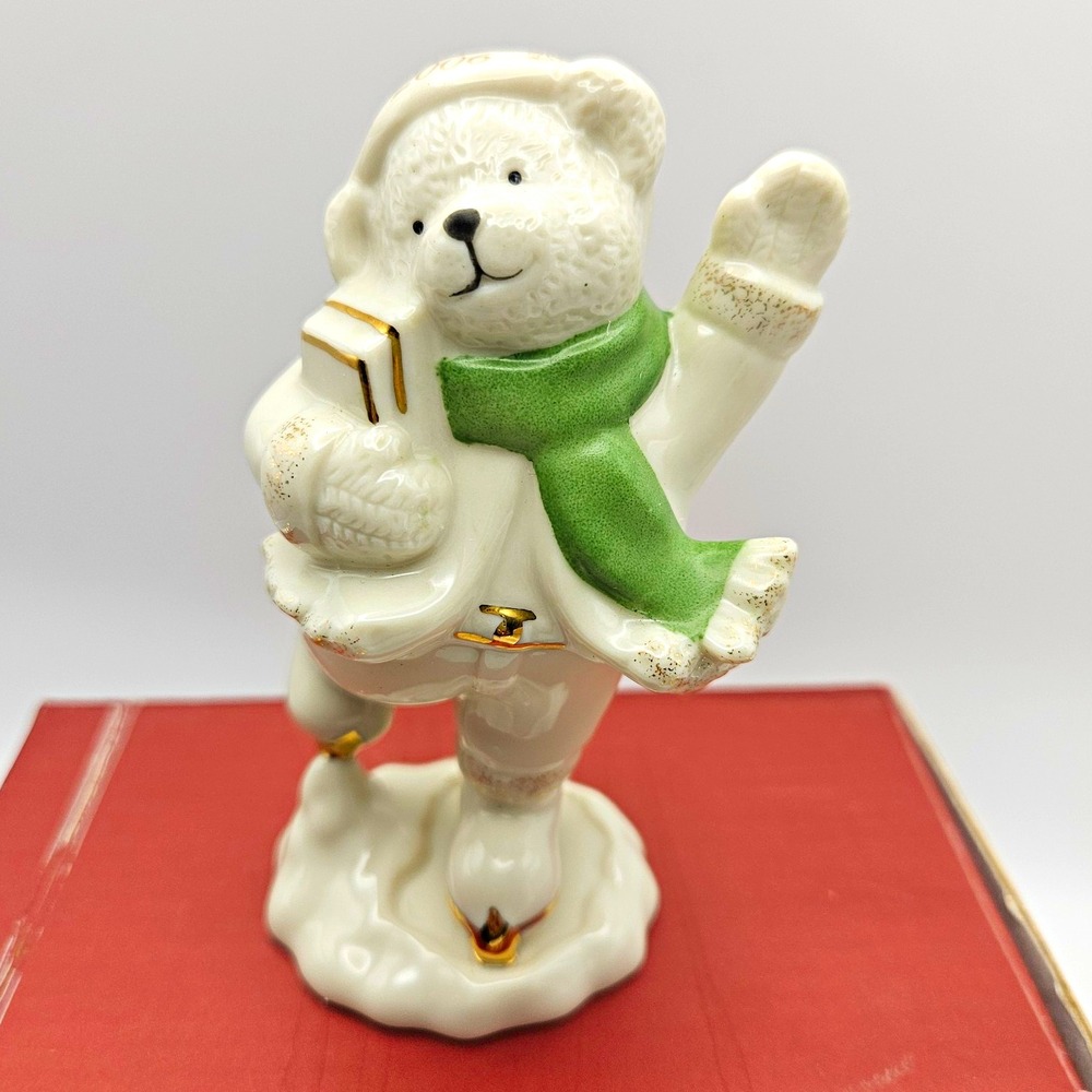 Lenox For the Holidays Skating Bear Porcelain Figurine Boxed 2006 Christmas